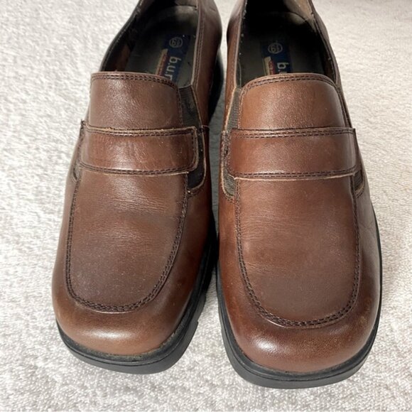 Vintage B.U.M. Equipment Brown Leather Rounded Square Toe Chunky Heel Loafer 6.5 - Picture 11 of 12